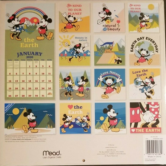 Mickey Mouse 16 Months 2020 Wall Calendar 12"X12" w eBay