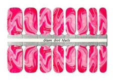 Hot Pink Marble Nail Polish Strips / Nail Wraps / Nail Stickers