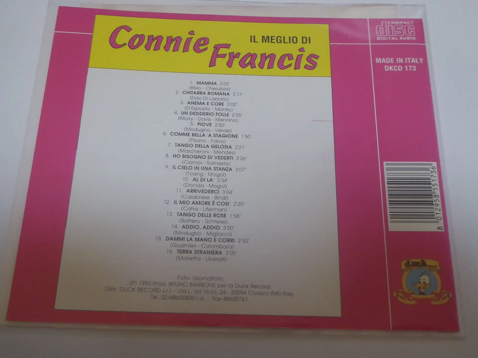 CONNIE FRANCIS : Il meglio Di Connie Francis  > NM (CD) - Bild 3 von 3