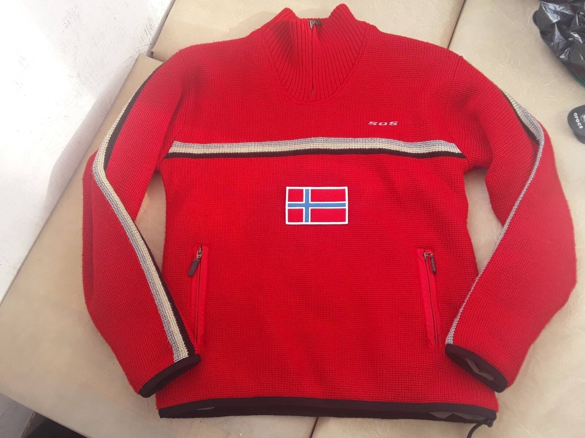 SOS NORWAY brand team WINDBREAKER MEN size M WOOL jacket t shirt  
