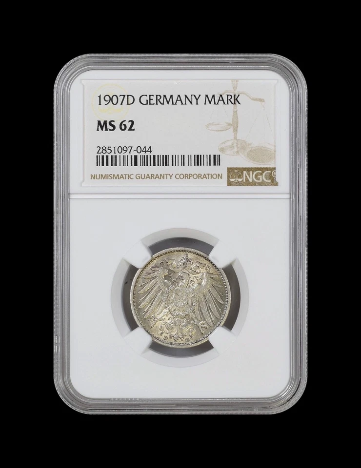 GERMANY. 1907, Mark, Silver, D - NGC MS62 - Wilhelm II, Munich - Image 2 of 4