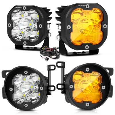 2x AUXBEAM 3'' LED Pods Ditch Light Amber Combo White Spotfor Toyota Tacoma 12-22