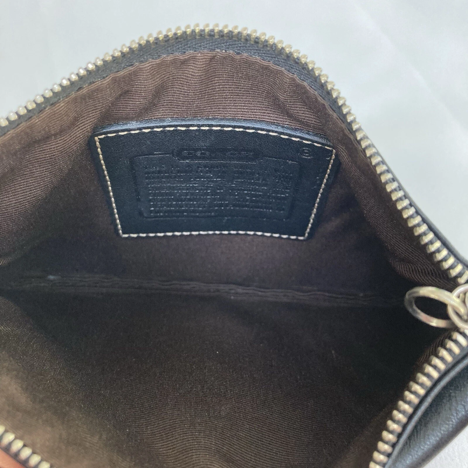 Borsa cambio polso Coach vintage anni 2000 in pelle Nera con bordo marrone