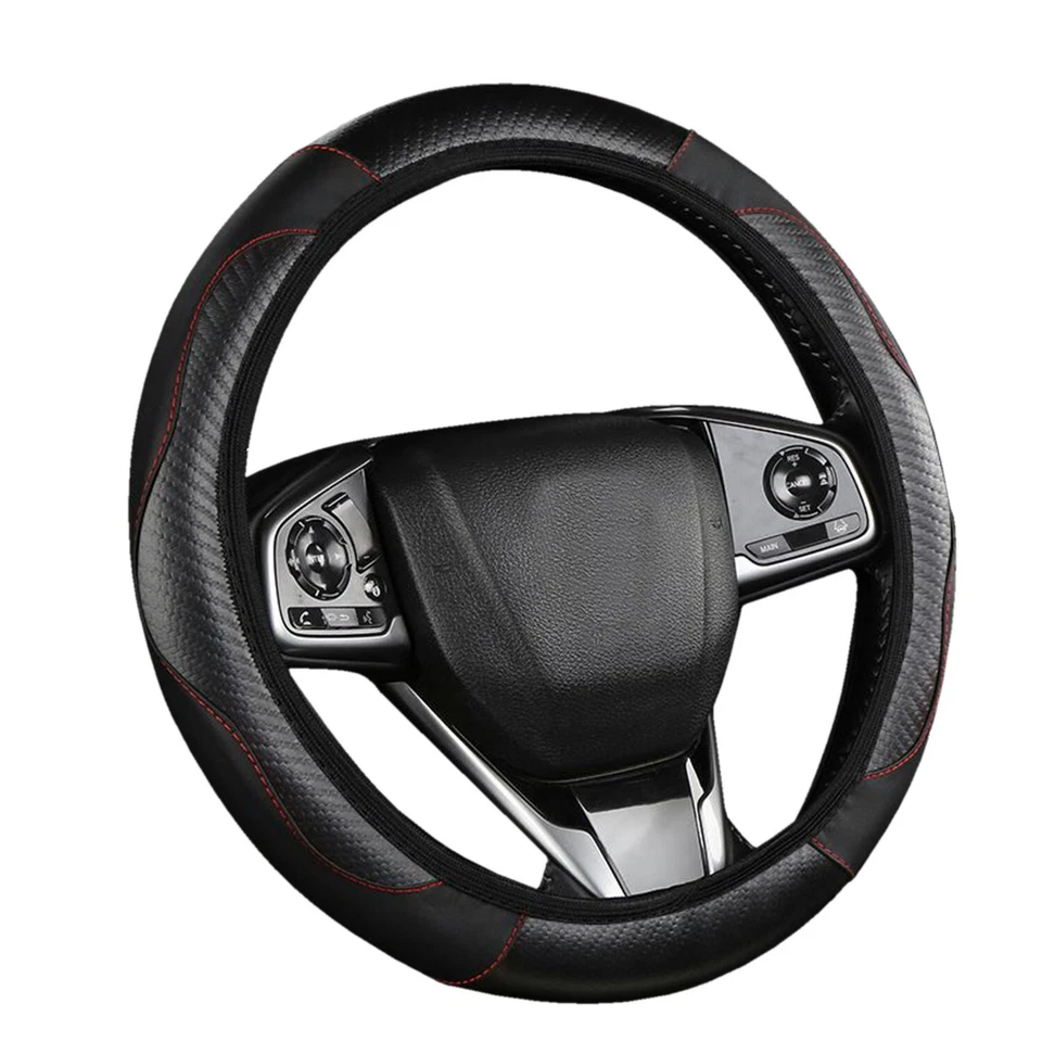 For Hyundai 15" Car Carbon Fibre Steering Wheel Cover Anti-Slip Breathable Wrap Foto 4 de 4