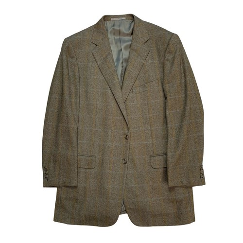 VTG 44 L Ermenegildo Zegna " Su Misura" Tailored Fit Brown Windowpane Blazer - Picture 8 of 15