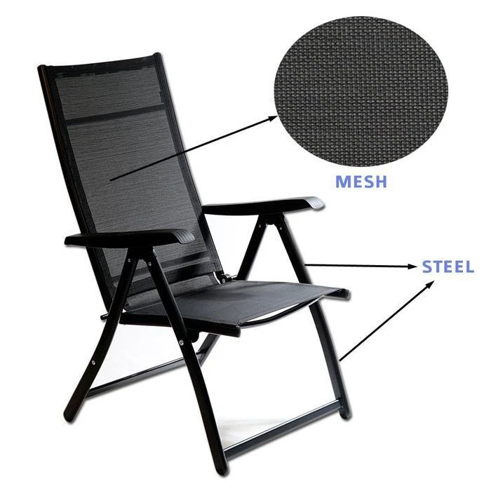 Heavy Duty Folding Chair Adjustable Garden Patio Outdoor Indoor Chairs 7 Angles - Image 3 of 4