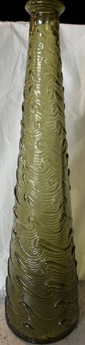 Vintage Empoli Genie Glass Bottle Decanter 15” Green Wave Italy With Stopper. - Picture 2 of 8