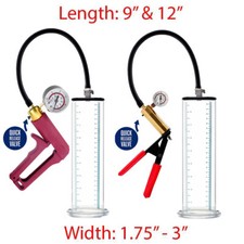Penis Pump Vacuum Kit 9" 12" ED Enlarger 1.5" - 3" Male Erectile Enhancement
