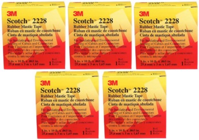 (5) ea 3M Scotch 2228 1'' x 10' Professional Grade Electrical Rubber Mastic Tape