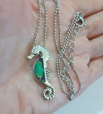 Abalone Shell Seahorse Pendant Necklace