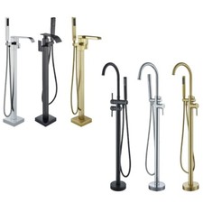 Tub Filler Freestanding Bathtub Faucet Floor Mounted Shower Faucet w/Hand Shower