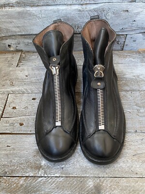 Moma zip-up black leather boots, avant garde guidi style sz 43 UK
