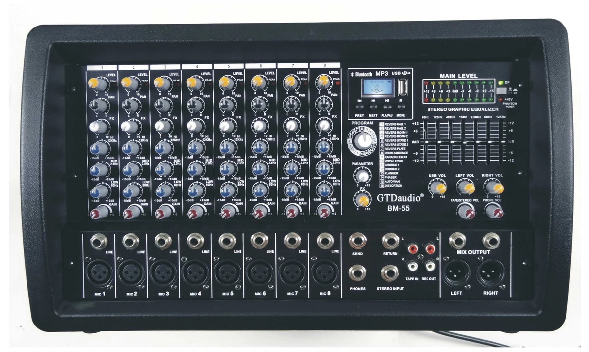 Amplificador de mezcla de potencia mezclador profesional de 8 canales de 4500 vatios BM55