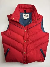 Vintage Woolrich Down Filled Puffer Vest Snap Men’s Size Medium Red Made In USA