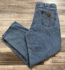 Carhartt Jeans B17 STW Mens 38x30 Blue Relaxed Fit Workwear Casual Denim Pants