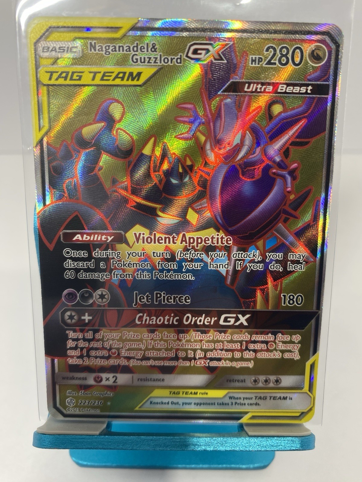 Pokemon Naganadel & Guzzlord GX 223/236 Cosmic Eclipse Card
