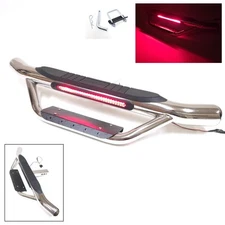 For 2" Receiver Tow Hitch Drop Step Bar Chrome LED Brake Light with 4-pin Plug