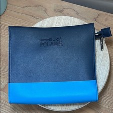 United Airlines Polaris Business Class Amenity Travel Bag Leather Suede Blue