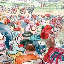 Boston International - 3-Ply 5" Beverage Napkins - Kentucky Derby Spectators
