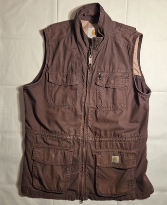Carhartt Women s El Paso Utility Vest Maroon Purple Plum Sz Large Ripstop 