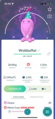 Pokemon Go Shiny Wobbuffet Partyhut 