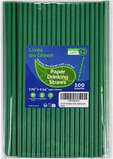 7.75'' Green Paper Straws - 100 Pack for Drinking, Bar Supplies, and Events