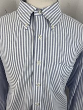 BROOKS BROTHERS 1818 Madison Men's Blue White Seersucker Dress Shirt Sz 18 X 35