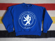 VTG 80s Vilseck American School Germany Lion Blue Youth Pullover Sweatshirt S