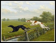 GREYHOUND DOG ART PRINT POSTER DOGS COURSING A4 SIZE