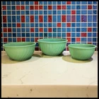 Vtg Fire-King Jadeite Swirl Mixing Bowls Set of 3 9" 8" 7" Anchor Hocking 1950’s