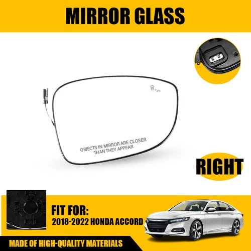 Right Side Mirror Glass Heated with Blind Spot Fit For Honda Accord 2018-2022