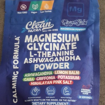Clean Nutra MagniCalm Magnesium Glycinate + L-Theanine Powder Strawberry