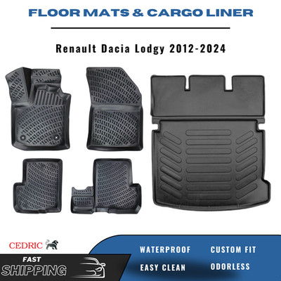 Car Floor Mats & Trunk Cargo Liner for Renault Dacia Lodgy 2012-2024 3D FULL Set