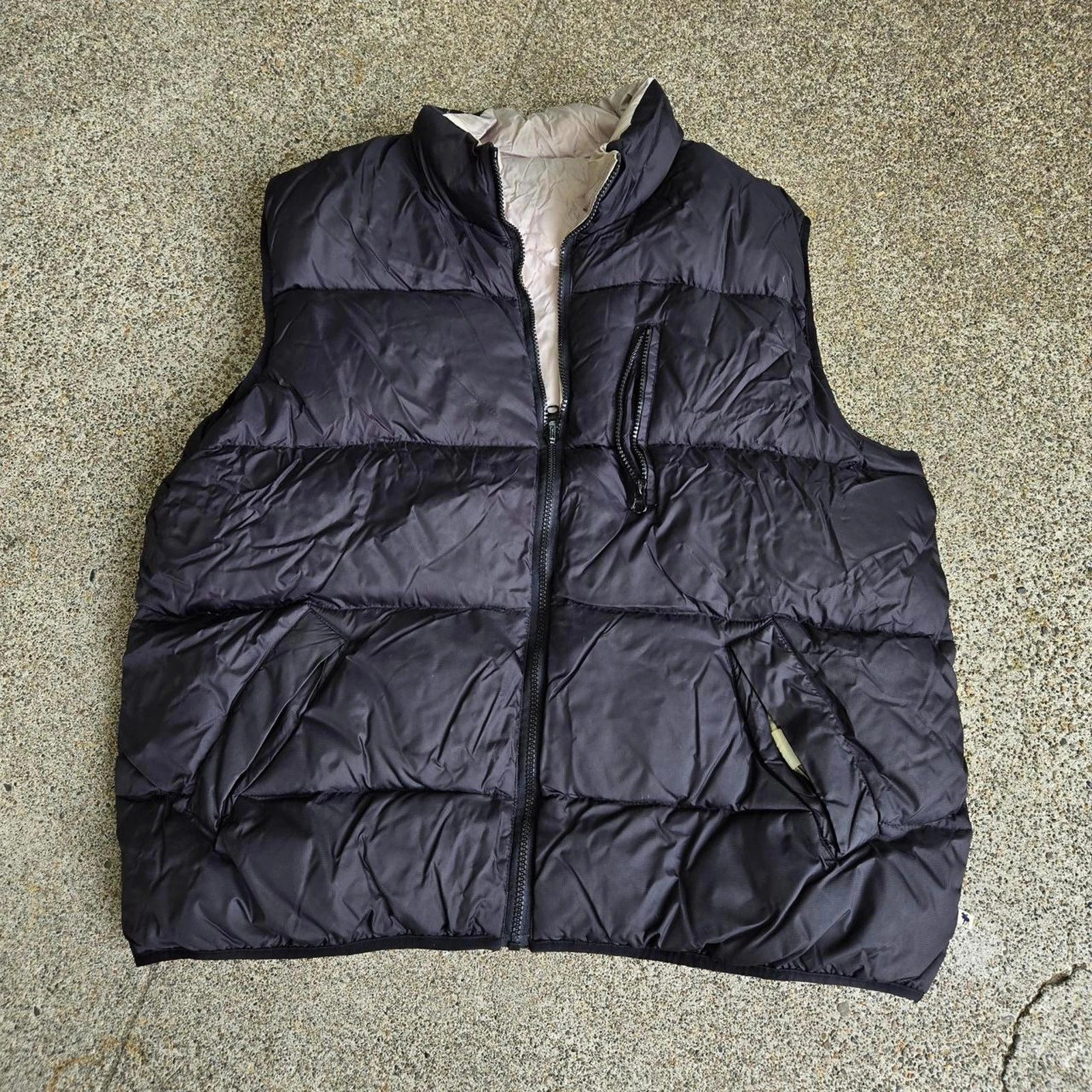 Vtg 90s MOOSE CREEK Plain Earthtone Outdoors Down Fill Reversible Puffer Vest XL