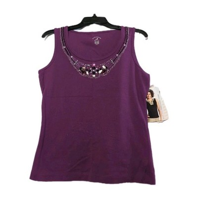  White Stag Tee NWT Size Small( 4-6)  Women Purple Embellished Tank Top Shirt
