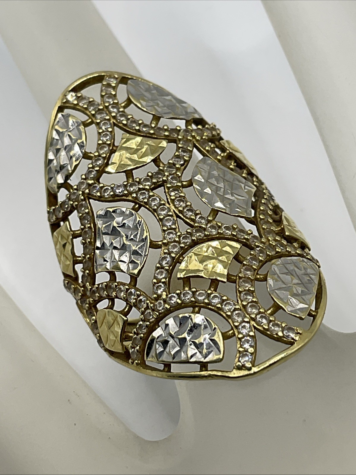 VINTAGE HANDMADE UNIQUE DESIGN Solid 14K Two Tone… - image 5