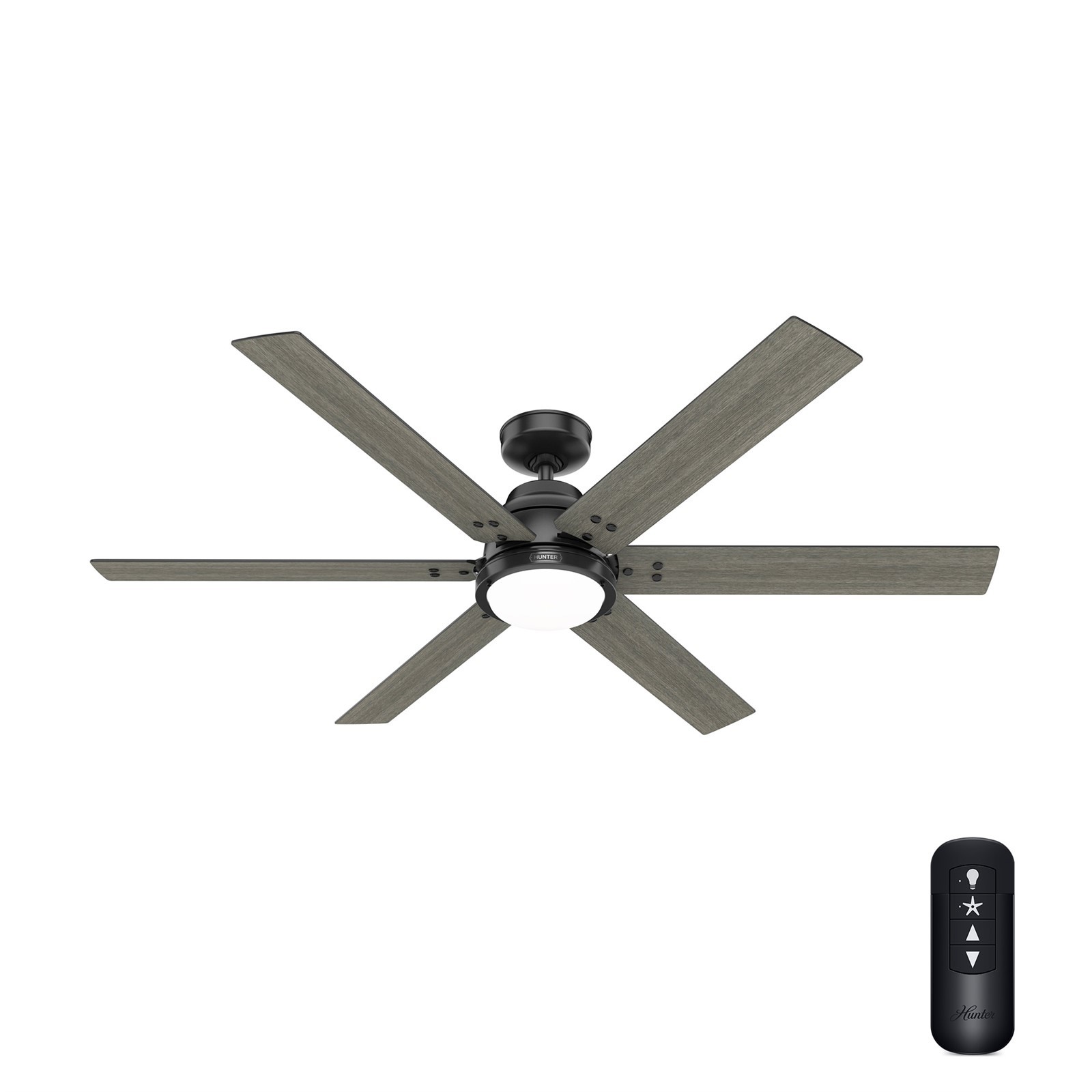 Hunter Fan 60 inch Casual Matte Black Ceiling Fan with Light