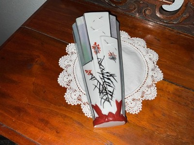 Vintage Lusterware Wall Pocket Vase Cranes Bamboo Gold Castle Chikusa Japan