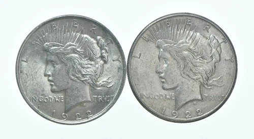 1922 & 1922-S Peace Silver Dollar $1 Bullion Collection Lot *179