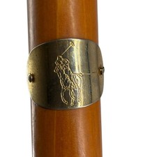 Vtg Polo Ralph Lauren Umbrella Black Watch Plaid Gold Logo Plate Doorman Hook