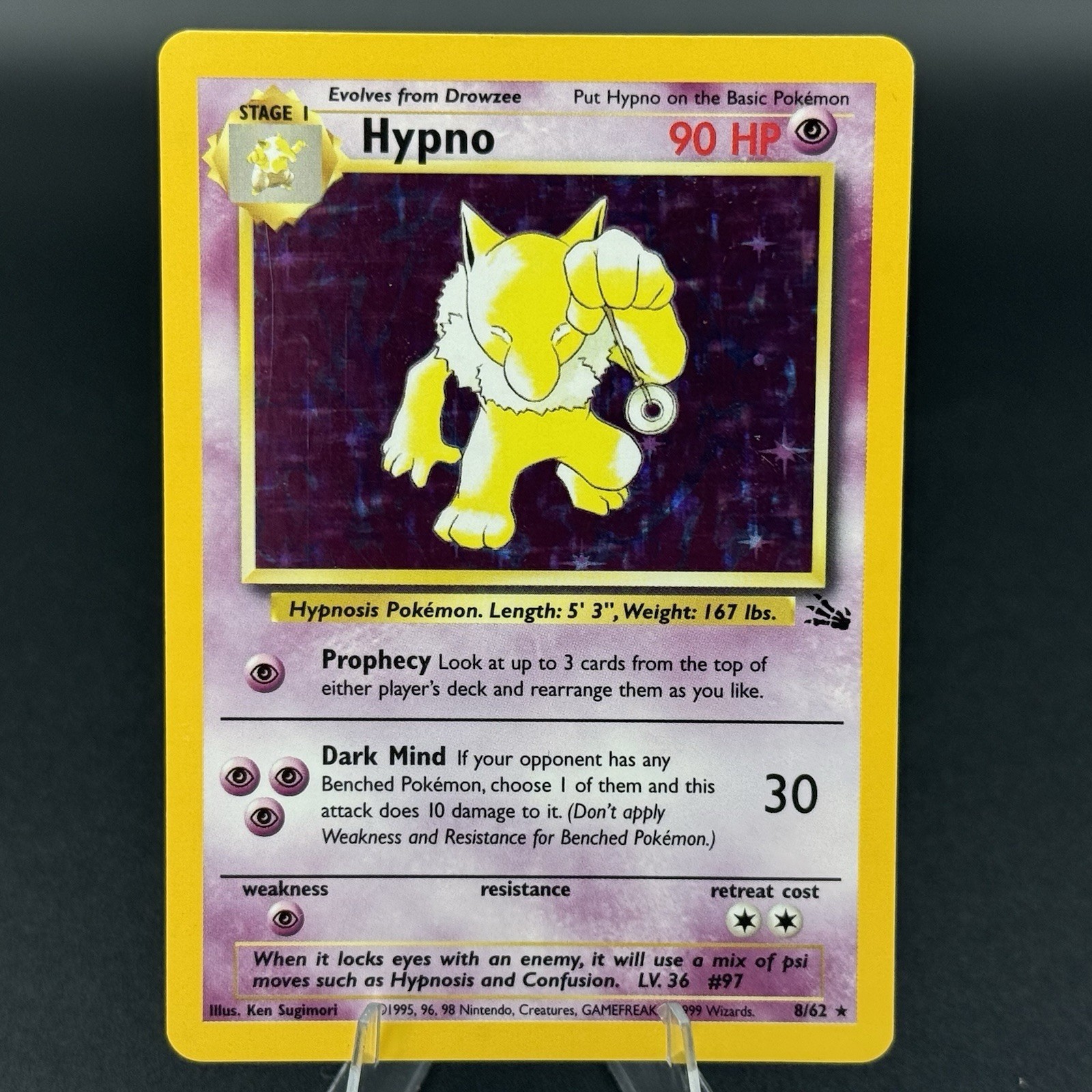 Pokemon TCG Hypno Fossil Holo Rare Card 8/62