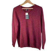 NWT Charter Club 0X Maroon Crantini 100% Cashmere V-Neck Sweater