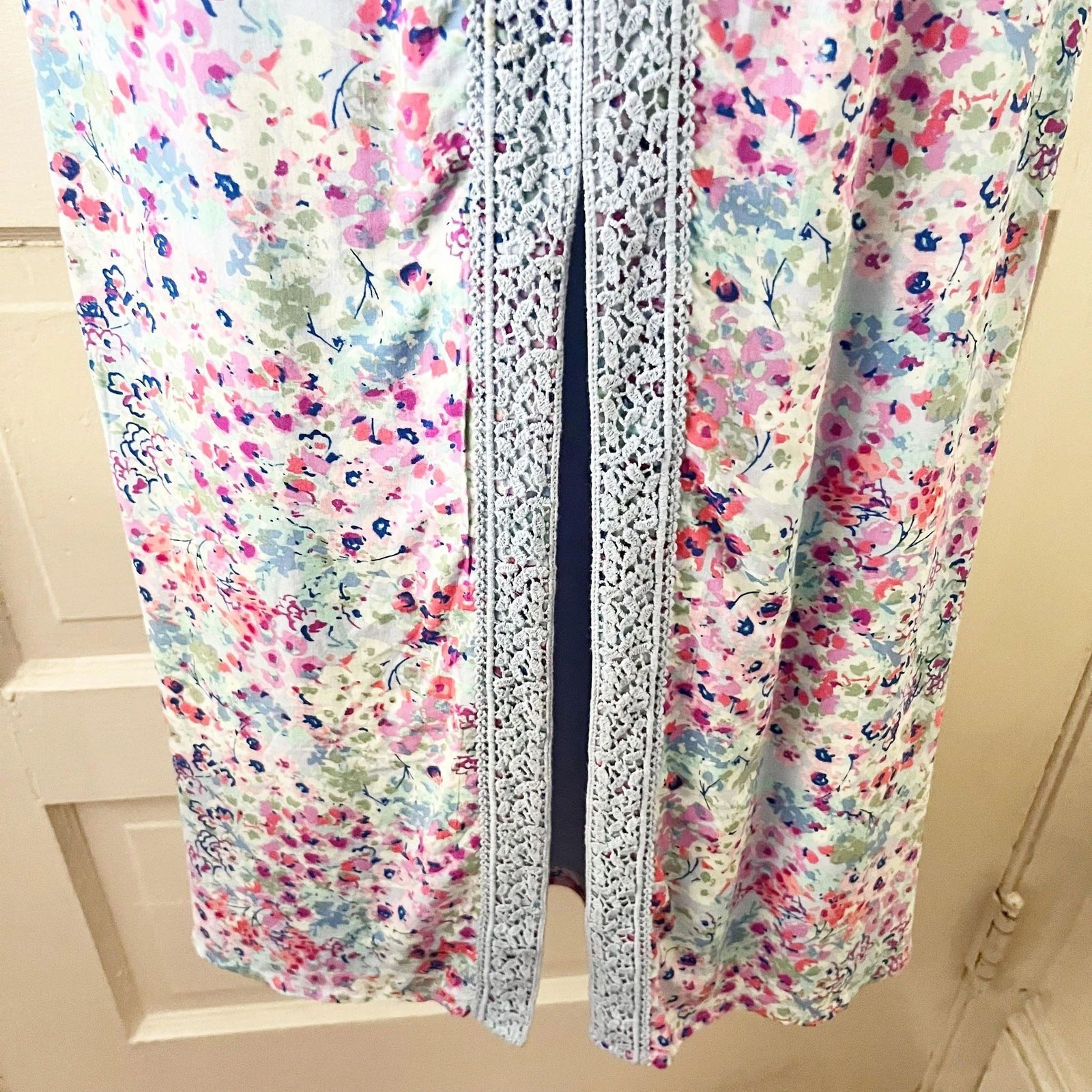 UNDERCOVER VICTORIA'S SECRET prendisole blu Ditsy floreale e all'uncinetto S