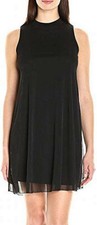 Tiana B Women's Sleeveless Mock Neck Trapeze Dress with Sheer OveSmall