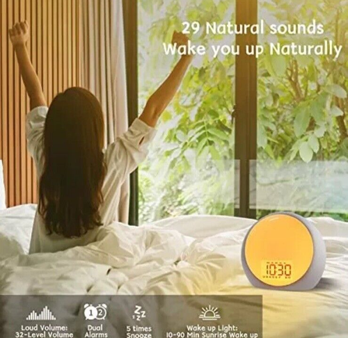 Sunrise Alarm Clock Wake Up Light Brown Noise Machine 29 Alarm Tones with - Picture 5 of 9