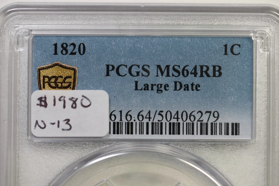 1820 N-13 R-1 PCGS MS 64 RB Lg Date Matron or Coronet Head Large Cent Coin 1c - Image 3 of 3