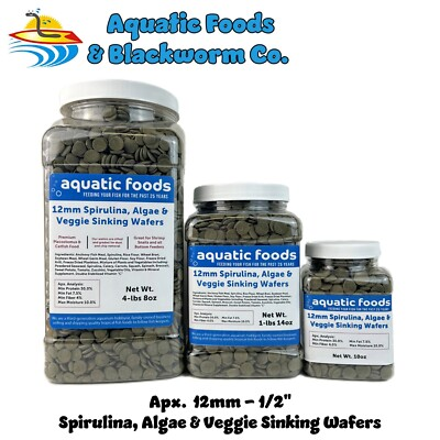 #ad 12mm 1 2quot; Spirulina Algae amp; Veggie Sinking Wafers for Bottom Feeders. WL JAR $11.99