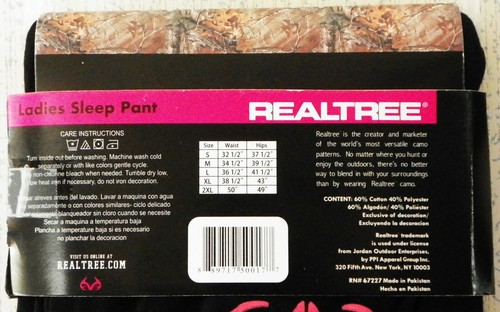REALTREE Ladies Camo Sleep Pants Black #SLP1221 ~ XL ~ NEW - Picture 6 of 8
