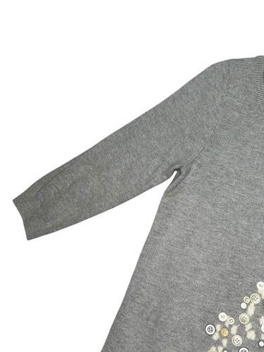 Anthropologie HWR Monogram Sweater Womens X Small Button Tree Asymmetric Cottage - Picture 9 of 15