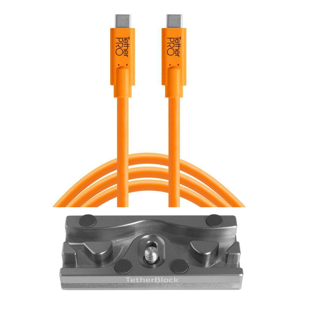 Tether Tools QR-панель TetherBLOCK, кабель TetherPro 15 USB-C для подключения к USB-C, оранжевый